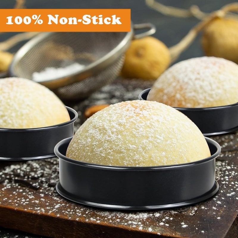 AIDOIT 6 قطع حلقات مافن إنجليزي، 4 بوصة من الفولاذ المقاوم للصدأ مزدوجة اللف، حلقات كرامب و تارت، غير لاصقة للمافن، كرامب، قلي البيض - Image 3