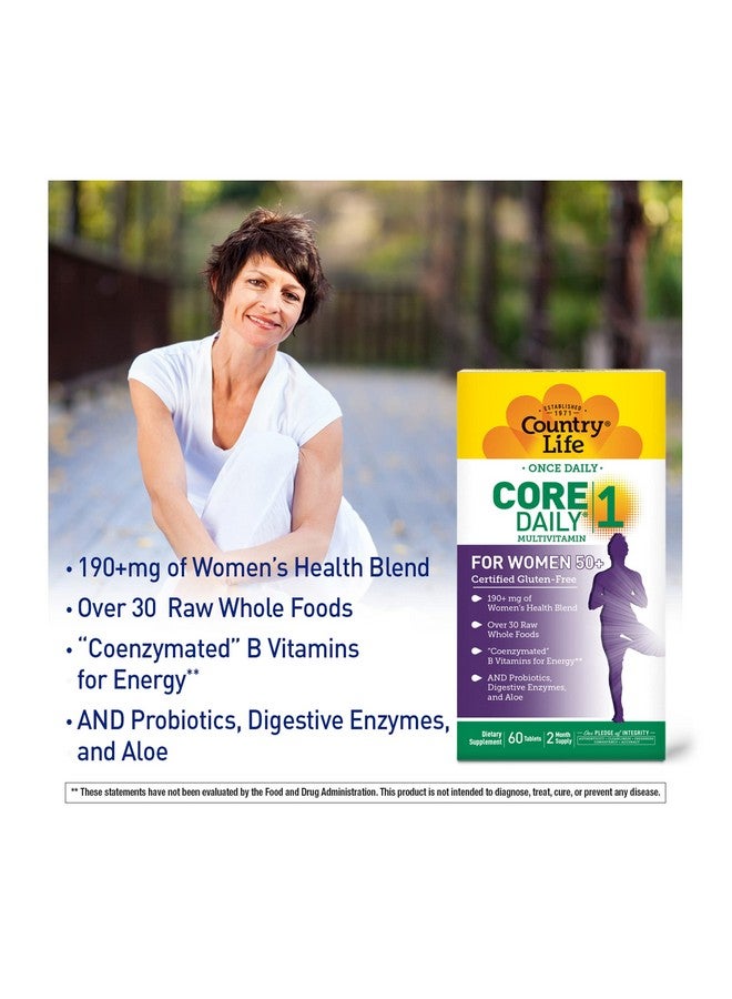 Country Life CORE Daily-1 for Women 50+ Multivitamin - Formulated for Women Over 50, Complete Daily Nutrition with Women's Health Blend, Coenzymated B Vitamins, Probiotics, and Digestive Enzymes - Image 4