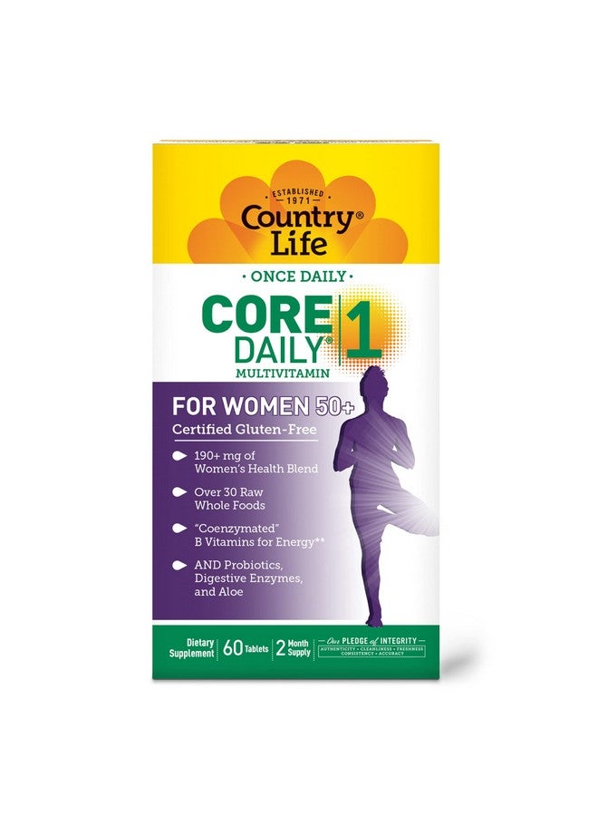 Country Life CORE Daily-1 for Women 50+ Multivitamin - Formulated for Women Over 50, Complete Daily Nutrition with Women's Health Blend, Coenzymated B Vitamins, Probiotics, and Digestive Enzymes - Image 3