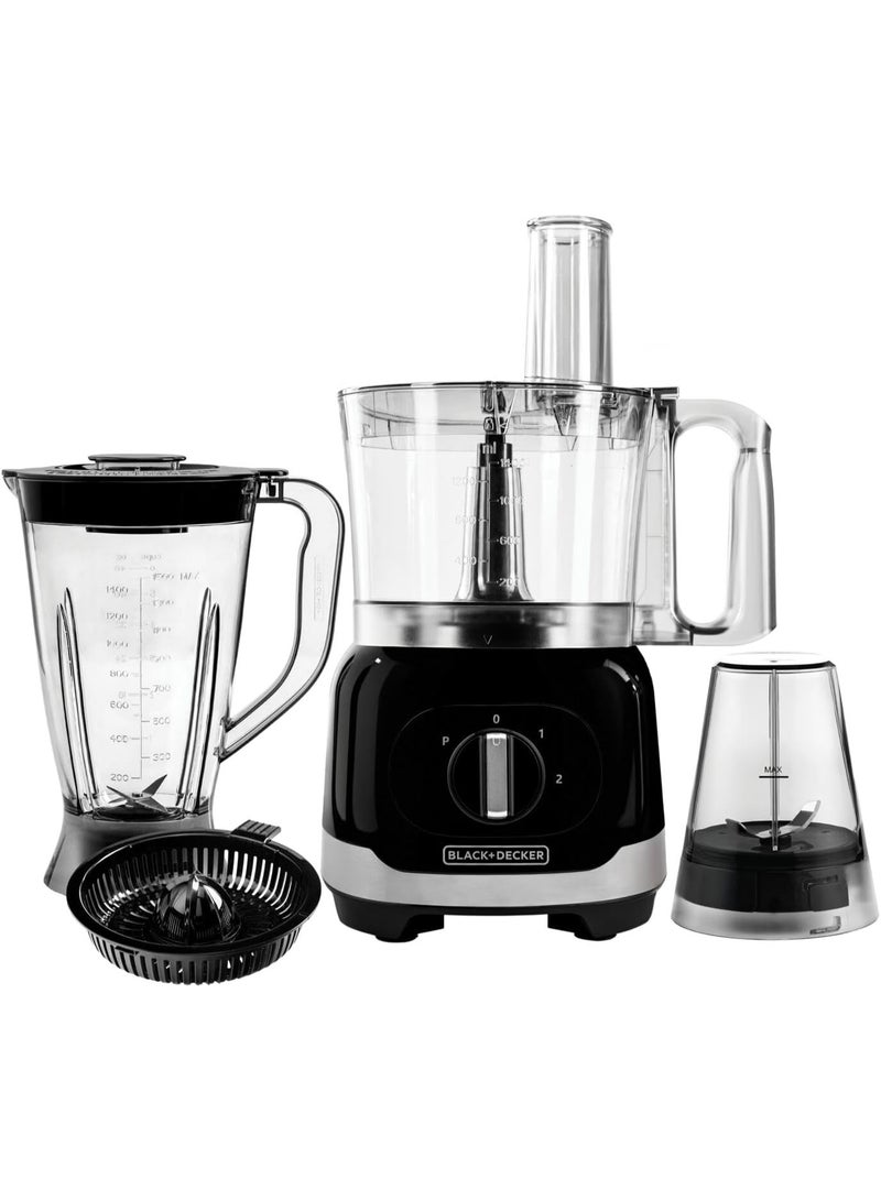 BLACK+DECKER 1000W Multi-function Food Processor – 2.1L Bowl, 1.5L Blender, Citrus Juicer, 100g Grinder, Stainless Steel Blades, 2-Speed with Pulse, All-in-One Kitchen Solution 2.1 L 1000 W FX1000FB-B5 black - Image 4