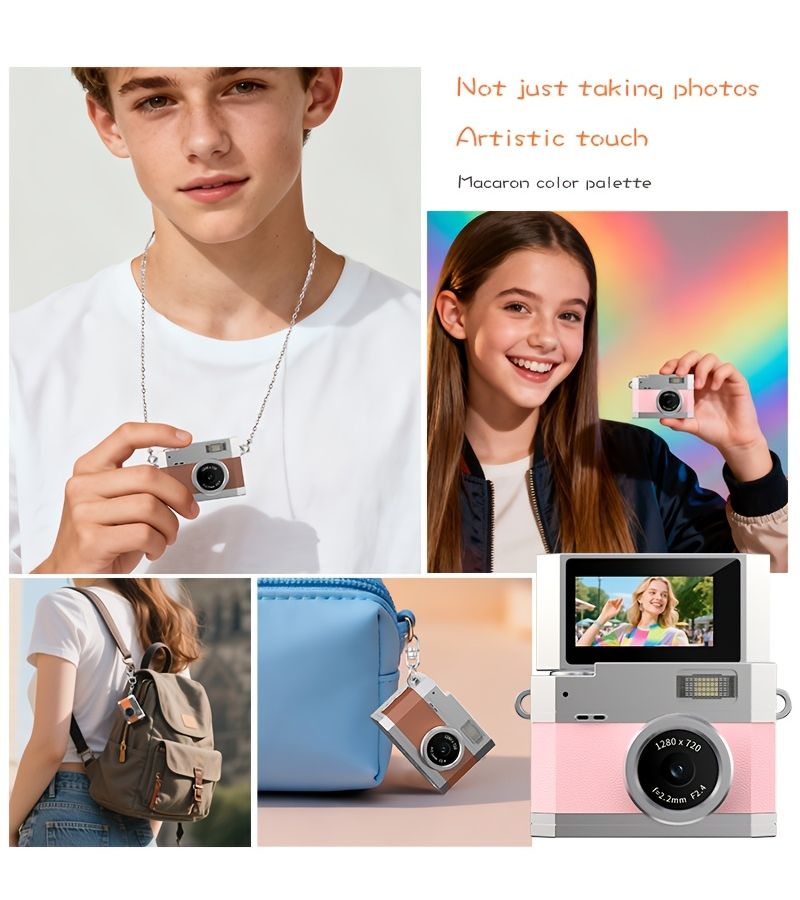 Black 720P Mini Keychain Camera Retro Camcorder 0.96 Inch IPS Screen Portable for Travel Recording - Image 3