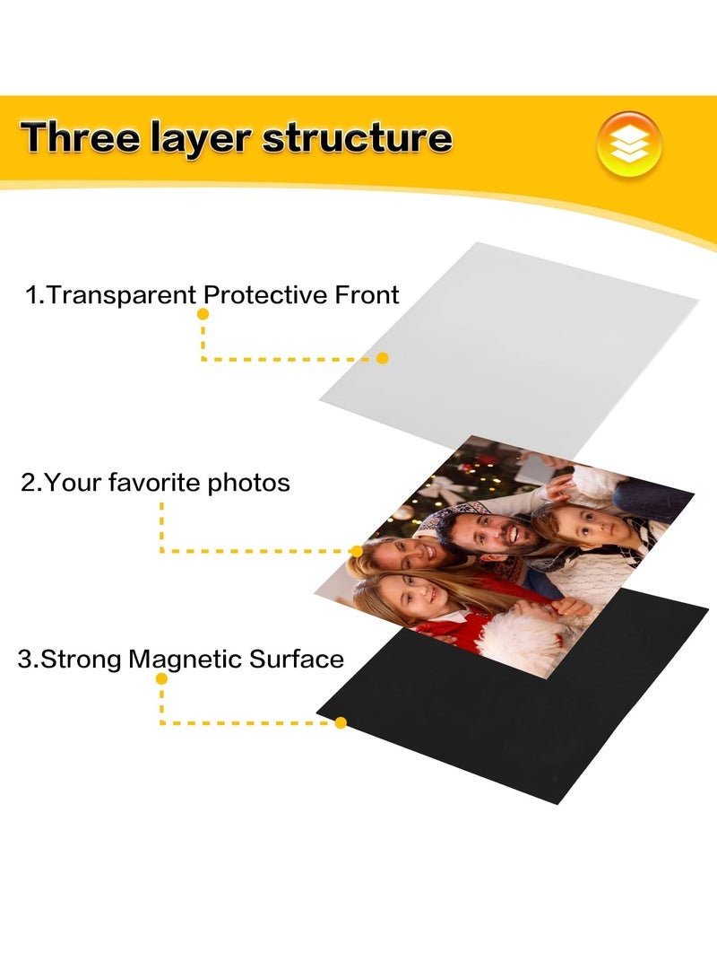 كابتن تيك Magnetic Picture Frames for Refrigerator - 4x6 Inches of Black Magnetic Photo Frames with the Plastic Sleeves, Pockets for Your Pictures, Use it on a Fridge, Locker, Cabinet or Dishwasher (15 Units) - Image 4