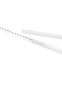 BRIGHTLY LABS Glass drinking straws, transparent and reusable, ideal for milkshakes, frozen drinks, smoothies, tea, and juice. This set includes four white glass straws along with a cleaning brush.  - Image 3