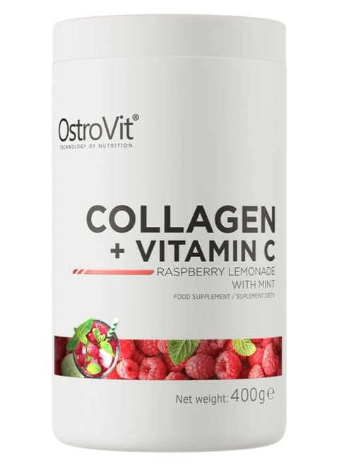 Collagen + Vitamin C (400g) Raspberry Lemonade with mint , Supports Skin Health, Joints & Hair