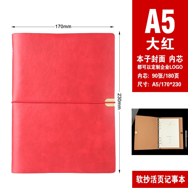 Manufacturer'S Ready-Made Six-Hole Loose-Leaf Notebook Loose-Leaf Notebook Retro Leather-Bound Notepad Diary - Image 1