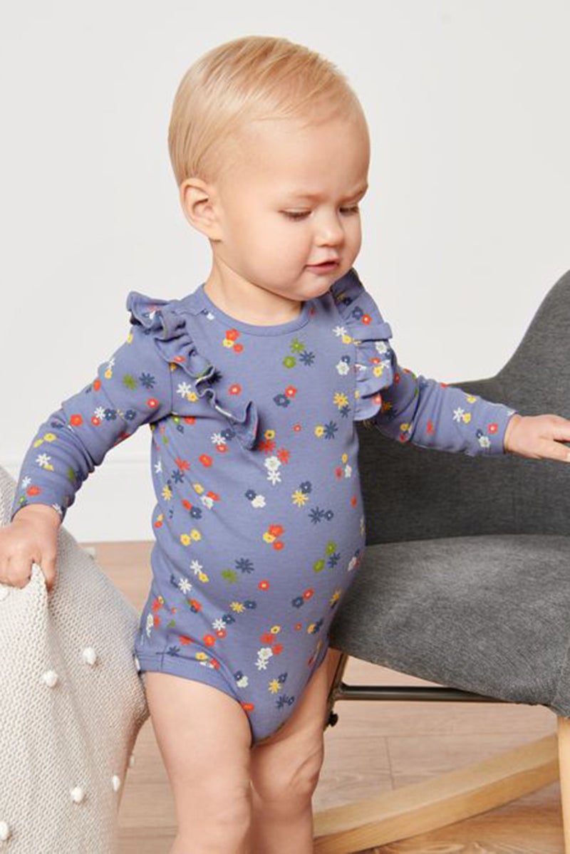 Tchibo Toddlers Girl 2Pcs Printed Long Sleeve Bodysuits, Light Purple/Ivory - Image 1