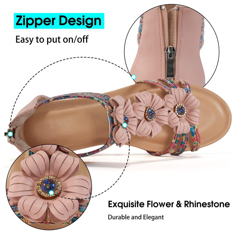 FUDYNMALC Womens Sandals Wedge Shoes: All-Day Comfort Dressy Wedges 2026 with Zipper Open Toe Summer Gladiator Sandals for Casual - Image 4