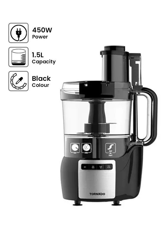 تورنيدو محضرة طعام 450 وعاء 1.5 لتر 1.5 L 450 W FP-450T أسود - Image 1