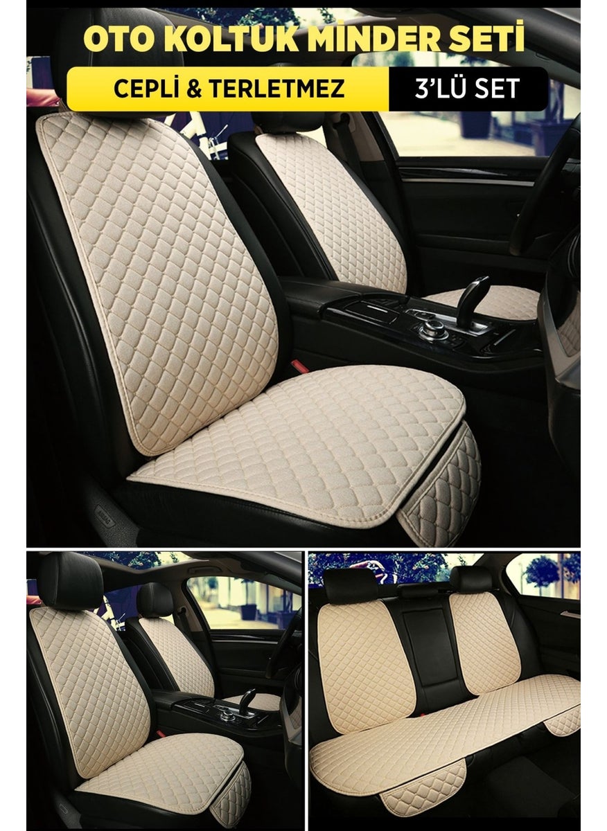 Beige Thai Feather Pocket & Sweatproof Back Car Seat Cushion Set - Seat Protection Cover (Front & Back Full - pzsku/Z739777F3C4669143AB16Z/45/_/1730837877/ac4bae70-aa22-47fb-80a6-396080b24c7a