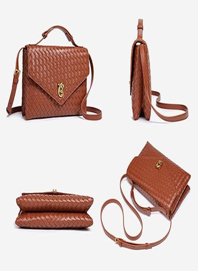 Molodo Woven Purses for Women Elegant PU Leather Woven Top-handle Bag Tote Crossbody Shoulder Bag for Work Vacation - Image 5