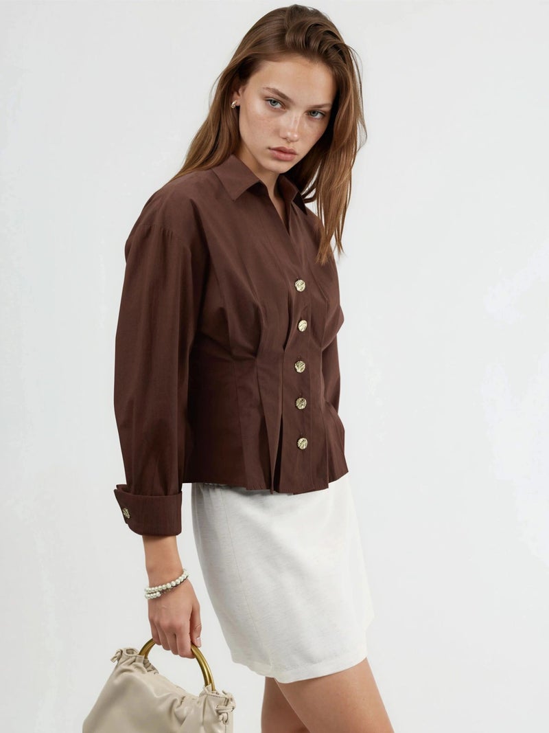 Qustyle QU STYLE Fitted Long Sleeve Shirt with Button Details - Image 2