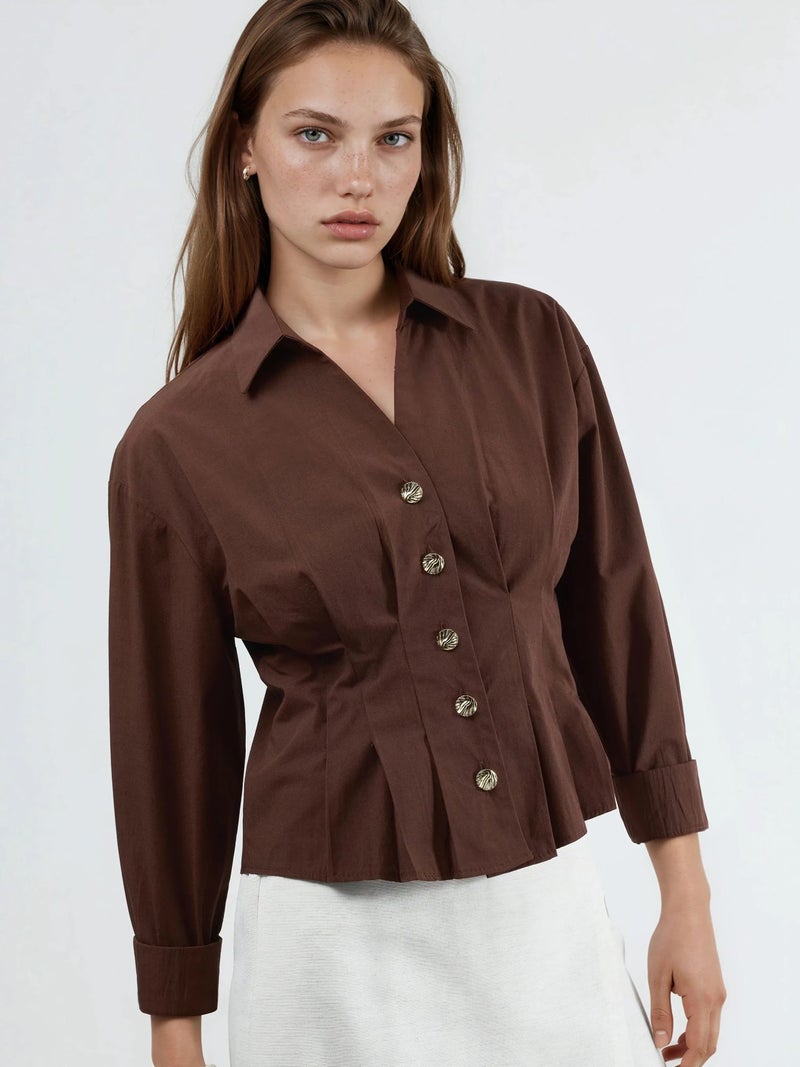 Qustyle QU STYLE Fitted Long Sleeve Shirt with Button Details - Image 3