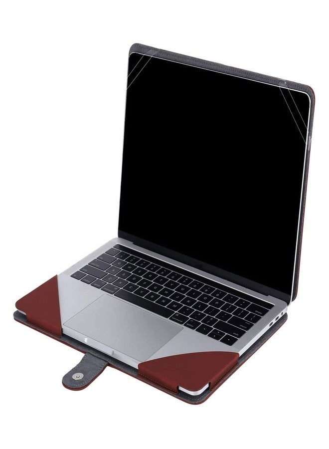 موسيسو جراب MOSISO متوافق مع MacBook Air 13 بوصة M2 A2681 M1 A2337 A2179 A1932/Pro 13 بوصة M2 M1 A2338 A2251 A2289 A2159 A1989 A1706 A1708، غطاء حماية من الجلد الصناعي، لون أحمر عنابي - Image 4
