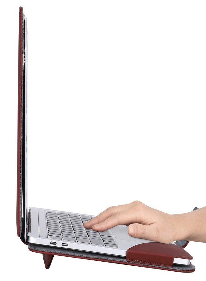 موسيسو جراب MOSISO متوافق مع MacBook Air 13 بوصة M2 A2681 M1 A2337 A2179 A1932/Pro 13 بوصة M2 M1 A2338 A2251 A2289 A2159 A1989 A1706 A1708، غطاء حماية من الجلد الصناعي، لون أحمر عنابي - Image 5