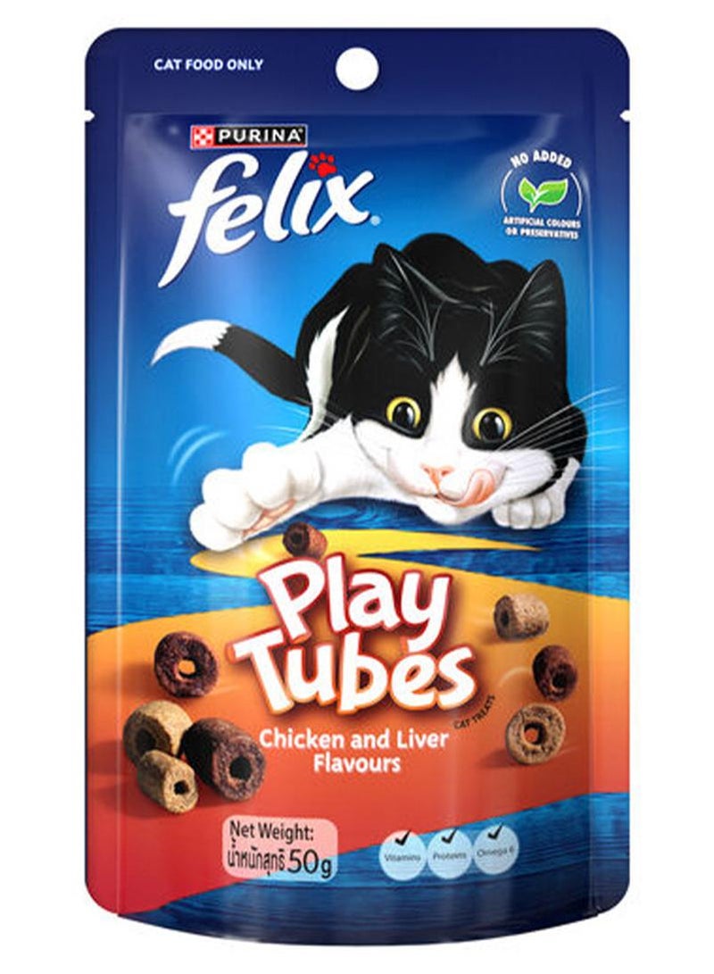 Felix Play Tubes Chicken and Liver Flavours Dry Cat Treats - 50 g