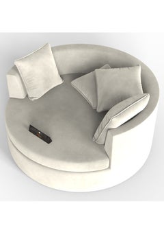 Wooden Twist Wooden Twist Velvet Round Solid Wood Barrel Sofa Chair ( Beige )  - Image 5