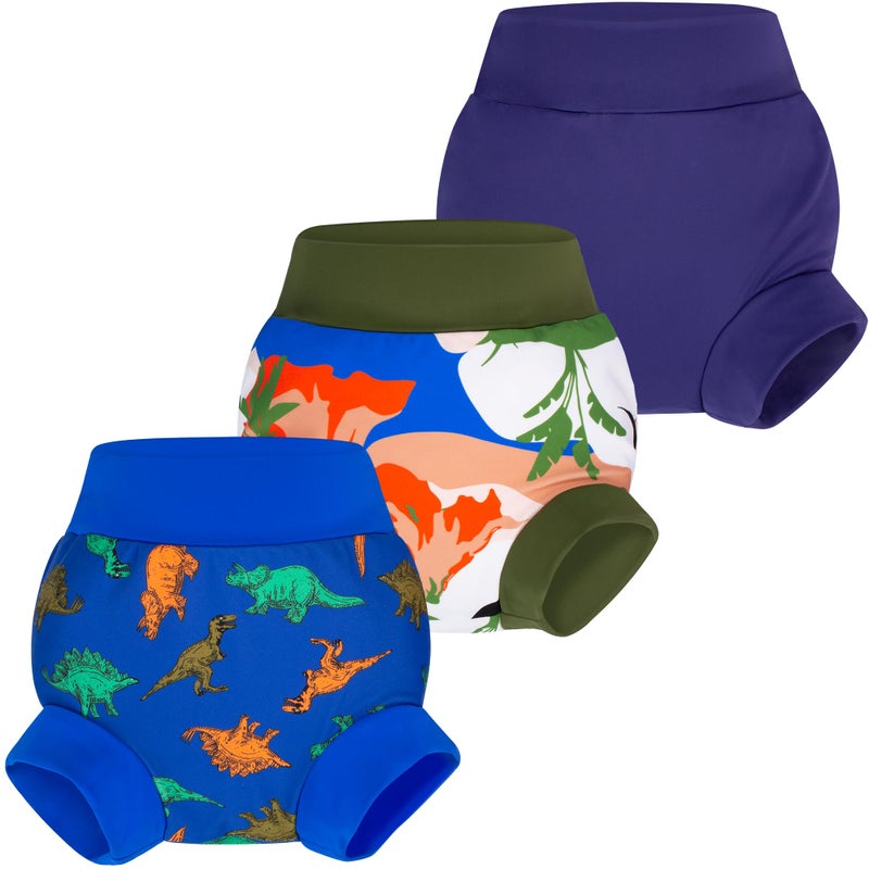 BIG ELEPHANT Baby Swim Diapers 3pcs Reusable Adjustable Washable Waterproof Swimming Diaper for Boys and Girls 612 Months