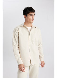 Man Relax Fit Woven Long Sleeve Shirt