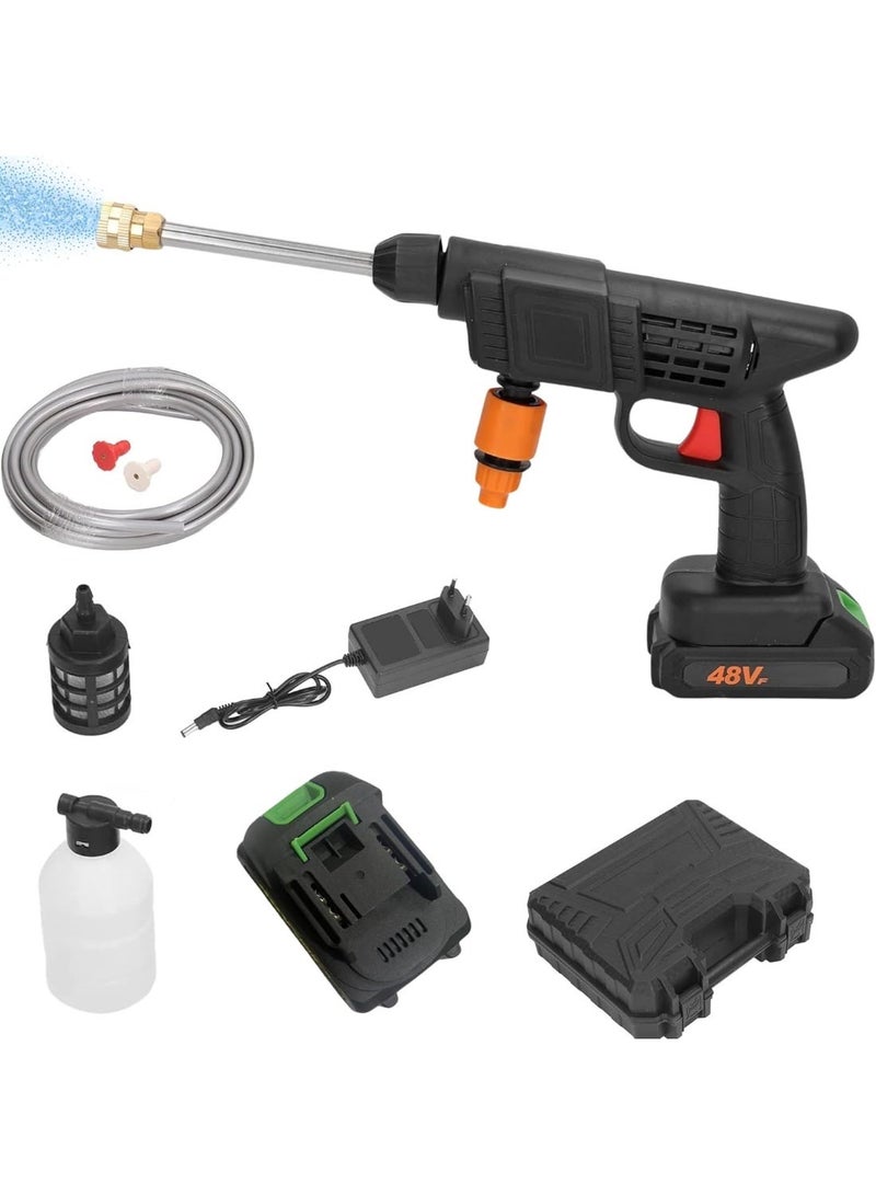 SHOPIRA GO 48V Cordless High Pressure Washer Gun with 2 Batteries, Portable Car Washer Machine, 5MPa Power Cleaning Sprayer with Foam Jet, Multi Nozzle Water Gun for Car Wash, Floor Cleaning & Garden Use - Image 1