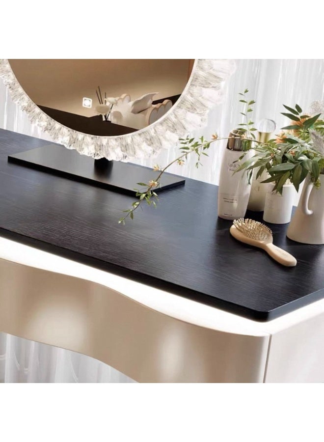 أيه دابليو دي طقم تسريحة حديث مع مرآة وكرسي – طاولة مكياج 120 سم بتصميم أدراج مموجة باللونين الأبيض والأسود - Image 2