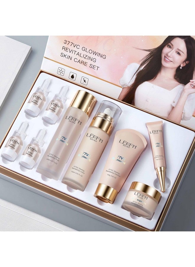 ايه اي اس تي اتش تي ايه ان واي مجموعة العناية ببشرة الوجه بالصبار والترطيب من ليرفم، مجموعة مصل الهيالورونيك للعناية بالبشرة، بشرة شبابية مشعة خالية من الكحول، مطهر ومجدد ومرطب (مجموعة 377 تسع قطع) - Image 1