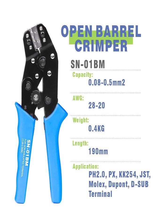 WEKESIGO SN-01BM Ratchet Crimper AWG28-20 0.08-0.5mm ² for XH2.54/3.96,PH2.0,PX,JST,Molex Terminal - Image 2