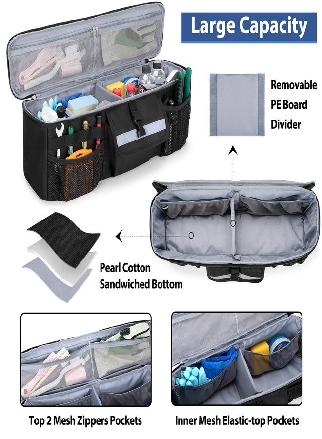 GRAOSO Car Trunk Organizer Compatible with Toyota FJ Cruiser 2007-2021, Rear Storage Bag with 3 Pieces of 1.5” Wide Hook&Loop Tapes, 2 Adjustable Hanging Loops, Multiple Pockets, Black - Image 2