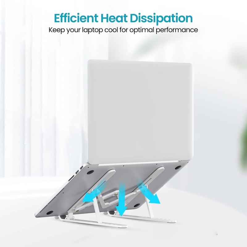 Portronics My Buddy K Lite Foldable Laptop Stand with Adjustable Heights AntiSlip Silicone Pads Collapsible Design 5 kg Max Weight ABS Build Portable Lightweight Holder Riser White - Image 4