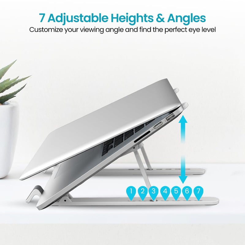 Portronics My Buddy K Lite Foldable Laptop Stand with Adjustable Heights AntiSlip Silicone Pads Collapsible Design 5 kg Max Weight ABS Build Portable Lightweight Holder Riser White - Image 2