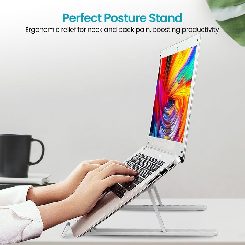 Portronics My Buddy K Lite Foldable Laptop Stand with Adjustable Heights AntiSlip Silicone Pads Collapsible Design 5 kg Max Weight ABS Build Portable Lightweight Holder Riser White - Image 3