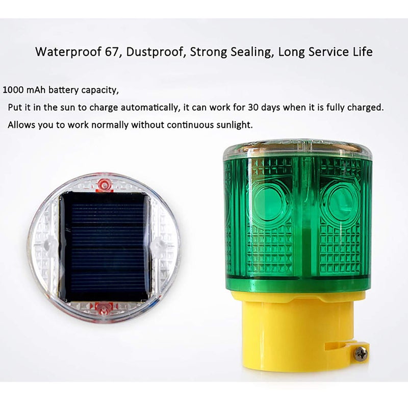 risoon Solar Strobe Warning Light Flashing Lamp: 360 Degree Super Bright LED Wireless Install Automatically Turn On/Off IP65 Waterproof for Construction, Traffic, Dock, Marine, Crane Tower, Factory (Yellow) - Image 3