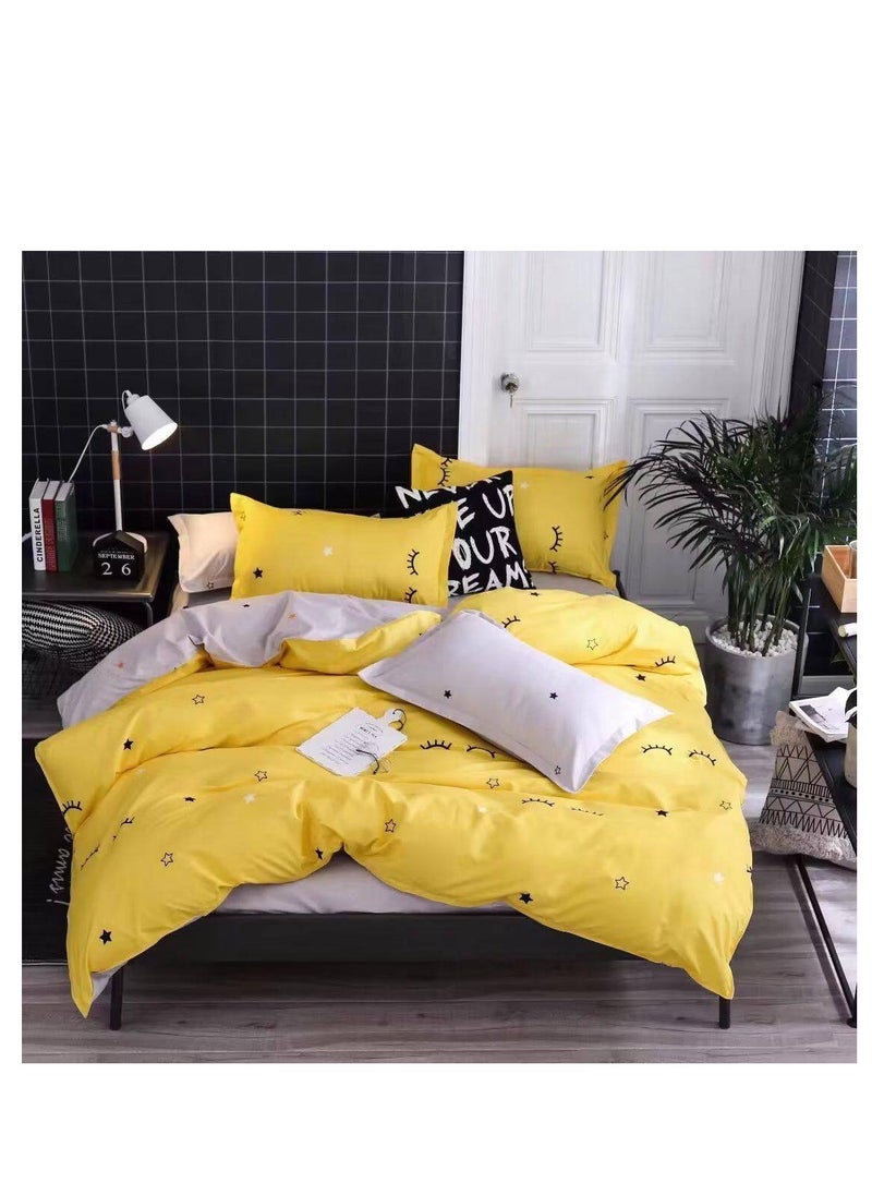 Generic 4-Piece Single Size Duvet Cover Set – Ultra-Soft Microfiber Bedding Set with Duvet Cover, Fitted Sheet, and 2 Pillowcases -160x210cm 