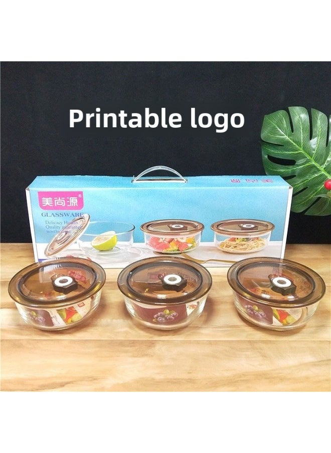 Generic - Glass Preservation Bowl One Two Three-Piece Set Creative Preservation Lunch Box Lunch Box Practical Activity Gift Glass Bowl-Specifications:Color Box Two Sets: 1 24 Sets-Color:Color Box Cover Random, The Whole Box Delivery - Image 1