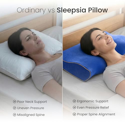 Sleepsia Cervical Pillow for Neck Pain & Shoulder Pain Relief | 1-Year Warranty| Orthopedic Memory Foam Pillow, Cervical Pillow, Spondylitis-Ortho Neck Support Medical Pillow (Blue), Pack of 2 - Image 3