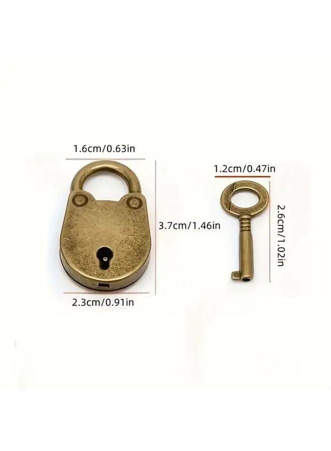 Vintage Bear Padlock 2 Pieces Set Antique High Grade Lock For Home Cabinet Door - Image 4