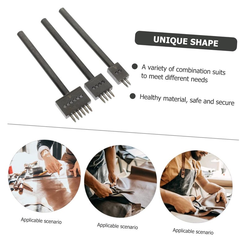 Vosarea 3pcs Leather Round Hole Punch Tool Set Adjustable Spacing Punching Devices for DIY Crafts Heavy Duty Leather Puncher for Belts Bags and Shoes - Image 2
