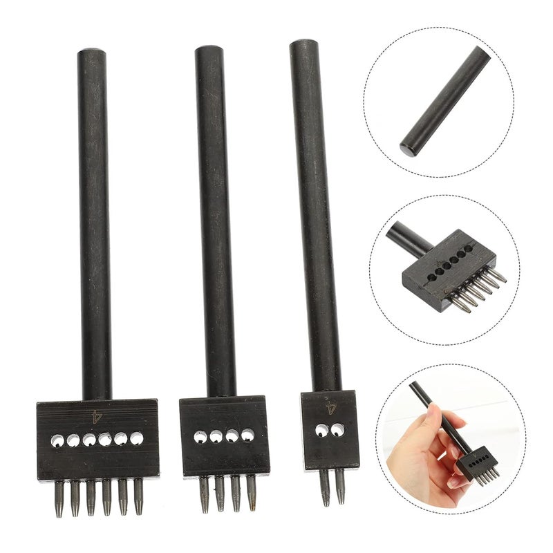 Vosarea 3pcs Leather Round Hole Punch Tool Set Adjustable Spacing Punching Devices for DIY Crafts Heavy Duty Leather Puncher for Belts Bags and Shoes - Image 5