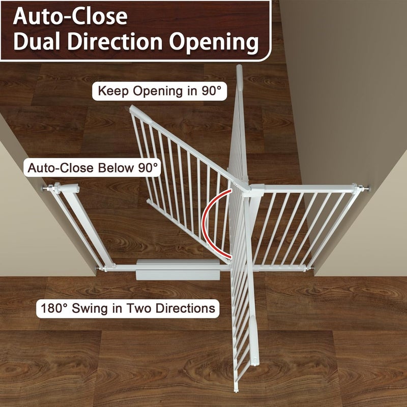 DEARBB Extra Wide Baby Gate Ultra Narrow Spacing 30117736 Pressure Mounted Double Lock Swing Auto Close Walk Through Metal Safety Pet Gate for Stairs and House Doorway Kitchen - Image 5