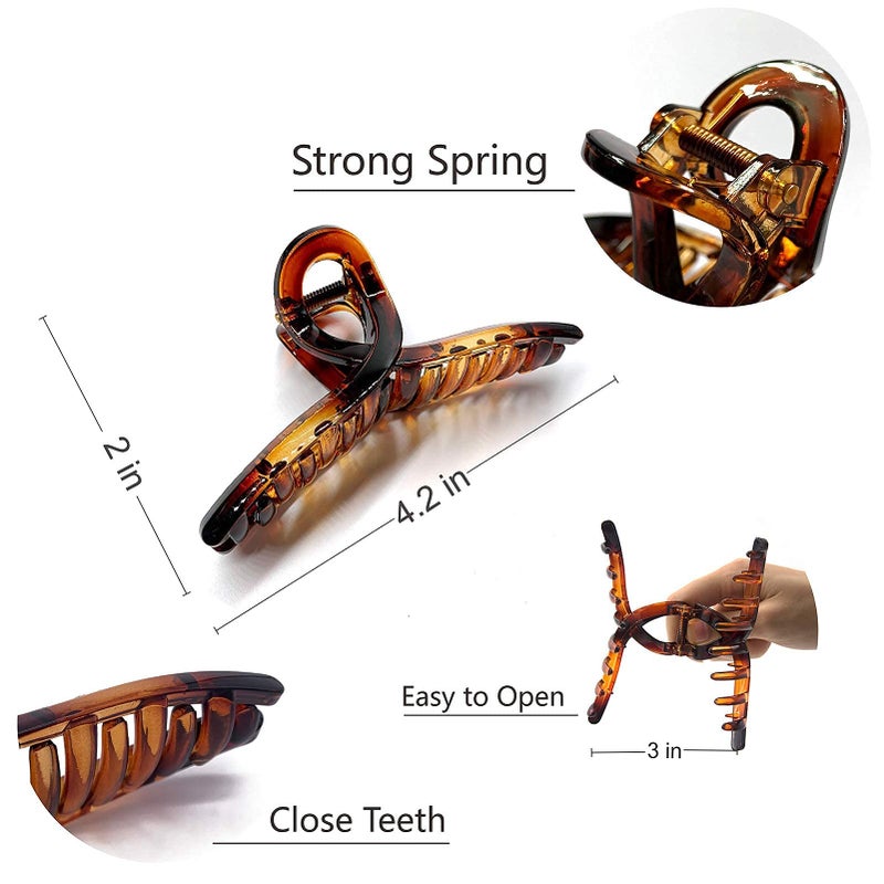 Nalodu Hair Claw Clips Large 4.3 Inch No Slip Big Matte Glossy Butterfly Clip for Thin Fine, Medium Thick Hair Women, 5 Pack - Image 4