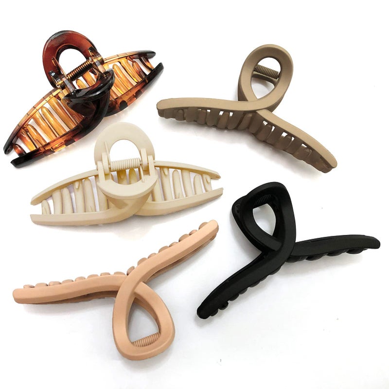 Nalodu Hair Claw Clips Large 4.3 Inch No Slip Big Matte Glossy Butterfly Clip for Thin Fine, Medium Thick Hair Women, 5 Pack - Image 1