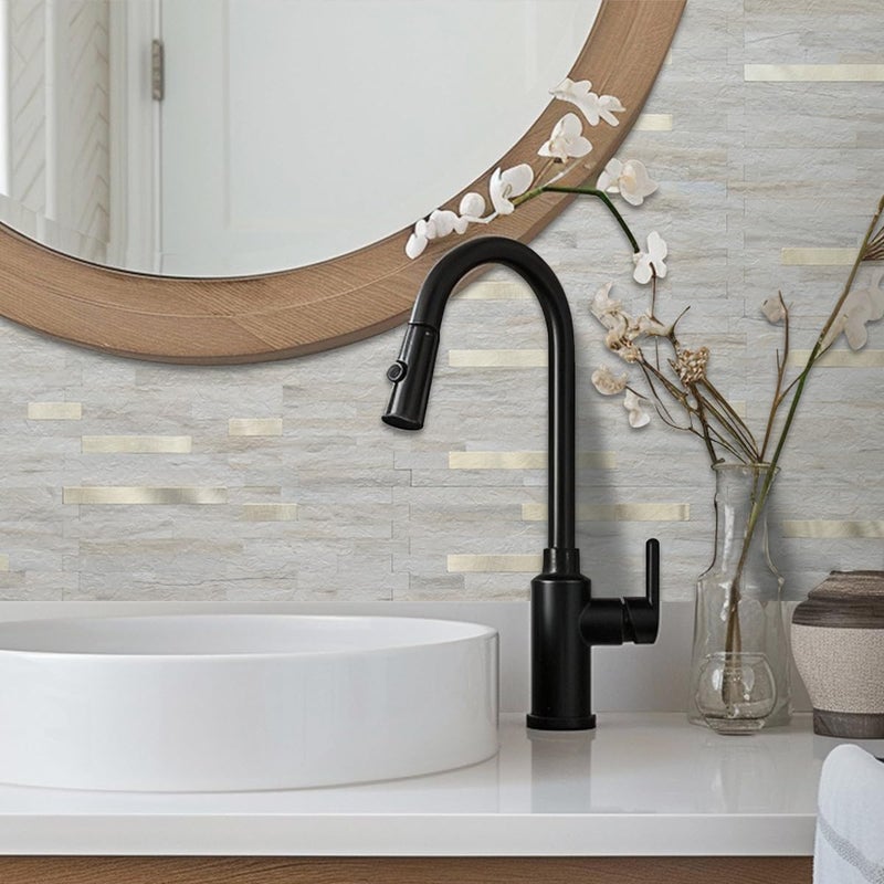 AULIGET Faux Stone Peel and Stick Backsplash, PVC Wall Tile Stick on Backsplash for Kitchen and Bathroom (2, Beige Marble Look) - Image 4