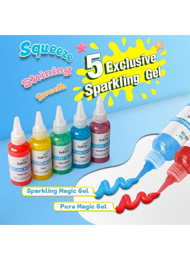 Kiditos - Magic Water Elf Toy Kit, Aqua Fairy Water Gel Kit With 10 Magic Gels, 6 Sea Creature Molds. Christmas Gifts, Birthday Gifts, Party Favors, Arts & Crafts Diy Stem Kits For Kids (10 Colors) - Image 1