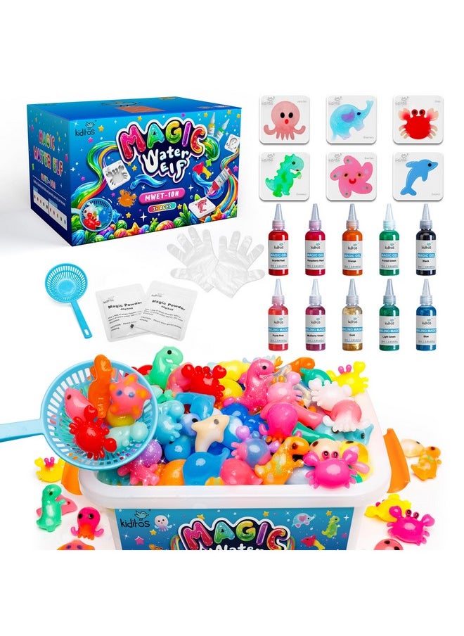 Kiditos - Magic Water Elf Toy Kit, Aqua Fairy Water Gel Kit With 10 Magic Gels, 6 Sea Creature Molds. Christmas Gifts, Birthday Gifts, Party Favors, Arts & Crafts Diy Stem Kits For Kids (10 Colors) - Image 1