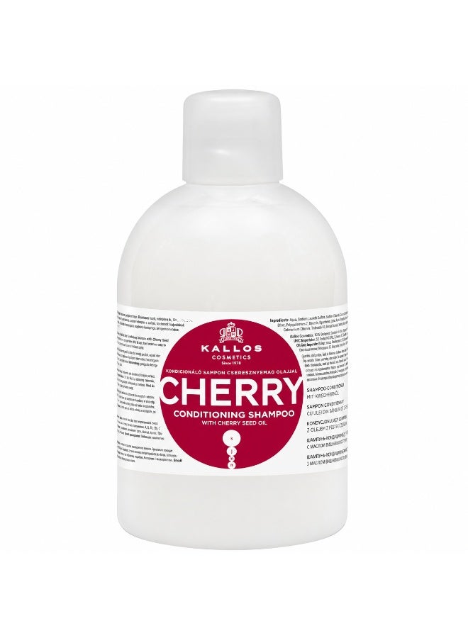 Kallos Cherry Shampoo with cherry seed oil 1000ml – Nourishing Shampoo for Soft & Healthy Looking Hair - Image 1