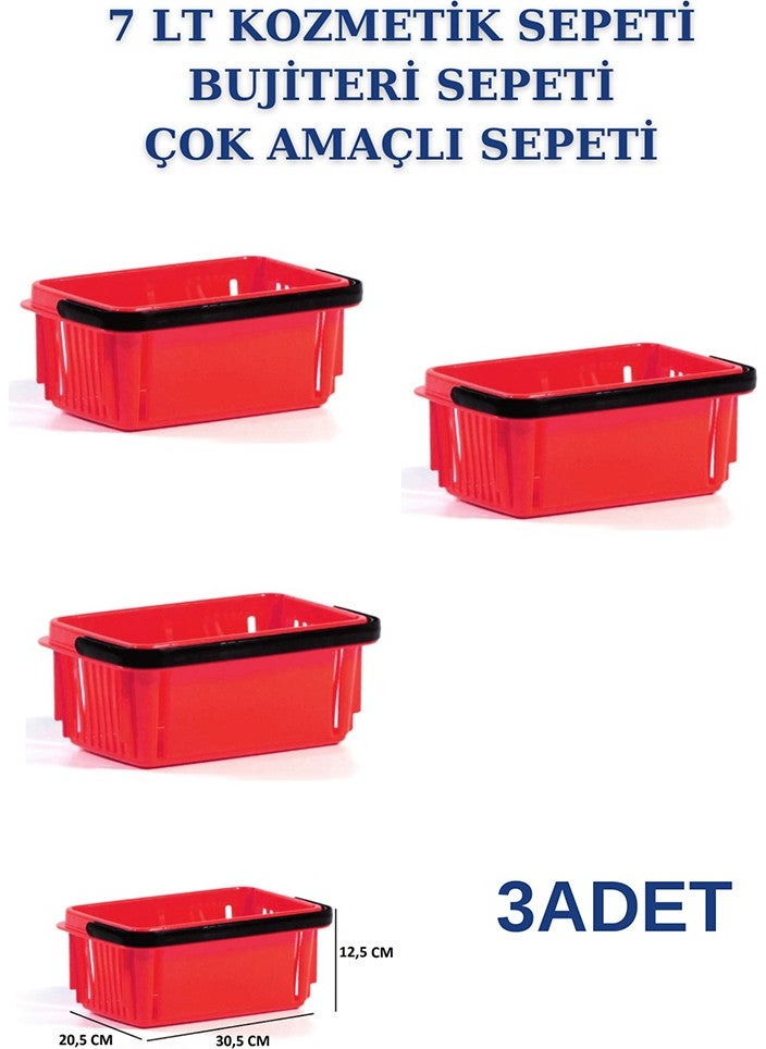 Manken İstanbul Model Istanbul 3 Pieces 7 Liters Cosmetics Basket Bijouterie Basket Stationery Basket Hardware Basket  - Image 1
