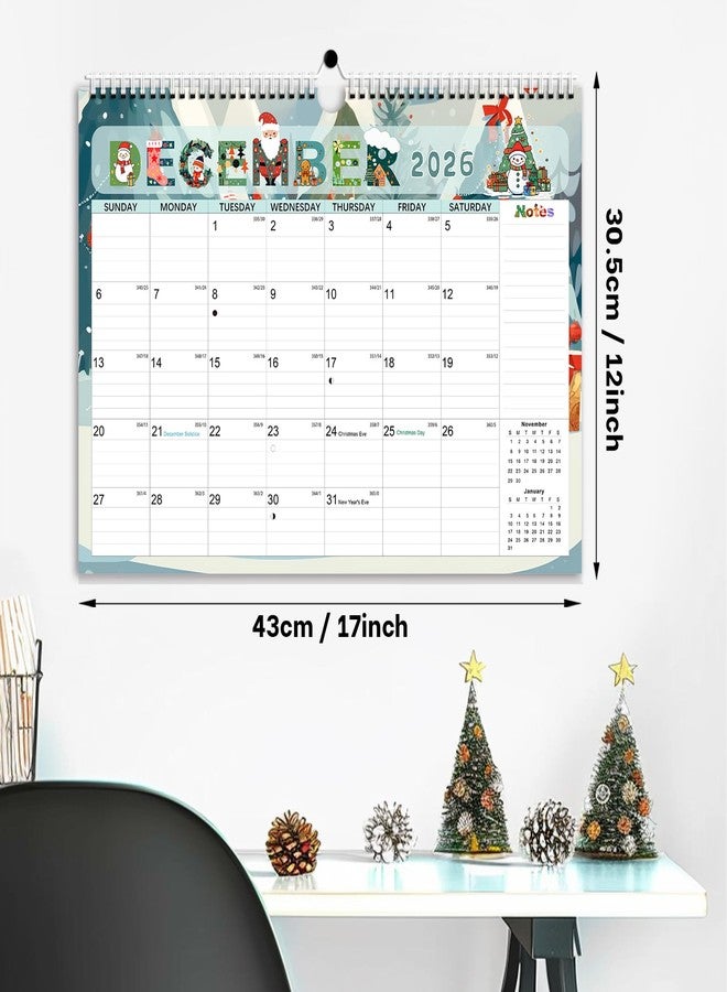 Aeccn Calendar 2026, Anti Ink Bleed, Durable Thick Paper, Ample Writing Space, Wall Calendar 2026-2027 with Stickers, 17" x 12" Large Seasonal Calendars for Home, Office, Student and Teacher Supplies- Colorful - Image 3