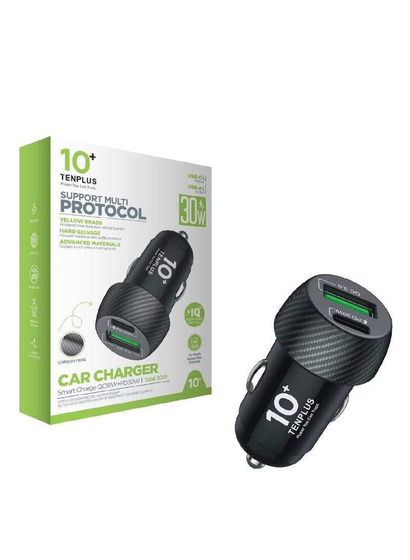 تنبلس شاحن سيارة USB-C، محول سيارة بمنفذين 30 وات (النوع C والنوع A)، سلسلة iPhone 17/16 /15/14، سلسلة Samsung Galaxy S23/S22/S21، iPad Pro، AirPods، Huawei والمزيد - Image 2