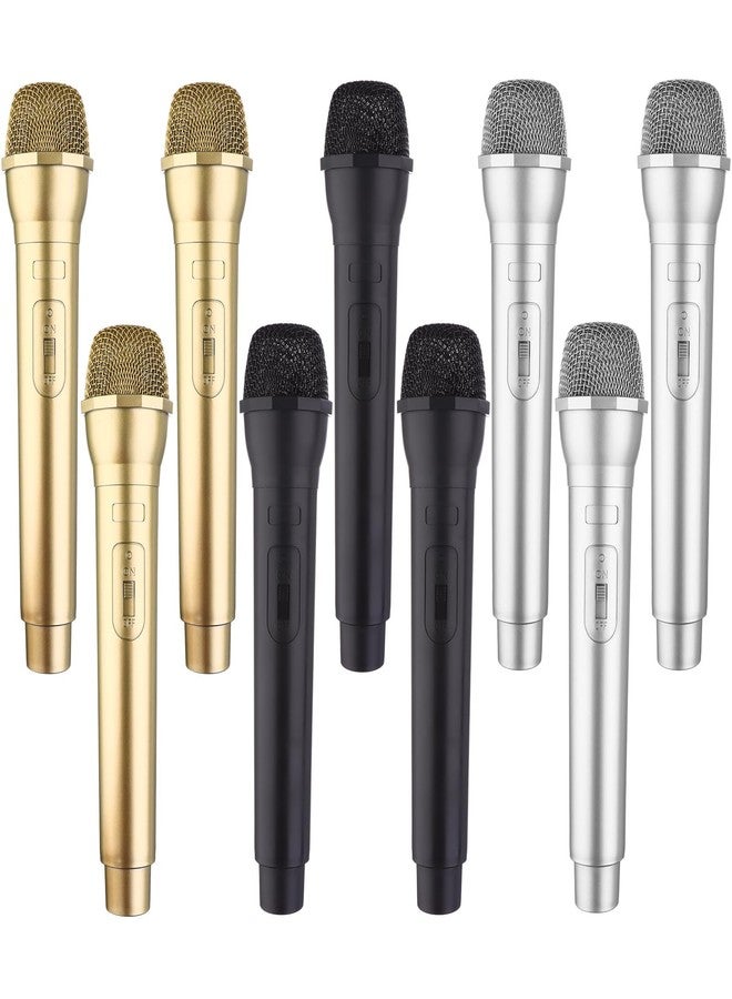 Mkhaslri 6 Pack Microphone Prop Play Plastic Toy Fake Microphone Simulate Speech Practice Fake Mic for Christmas Karaoke Fun Stage Costume Prop Birthday Party, 3 Color - Image 1