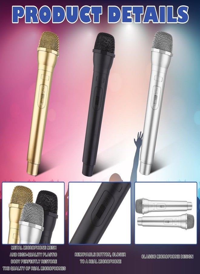 Mkhaslri 6 Pack Microphone Prop Play Plastic Toy Fake Microphone Simulate Speech Practice Fake Mic for Christmas Karaoke Fun Stage Costume Prop Birthday Party, 3 Color - Image 3