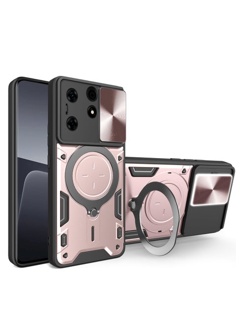 Phone Case Cover For Infinix Hot 40i / Infinix Smart 8 4G Mobile Phone Case Cover, Slide Camera Lens Cover, 360°Rotating Kickstand Ring, Bumper Shockproof Phone Case，Compatible with Car Magnetic Mount